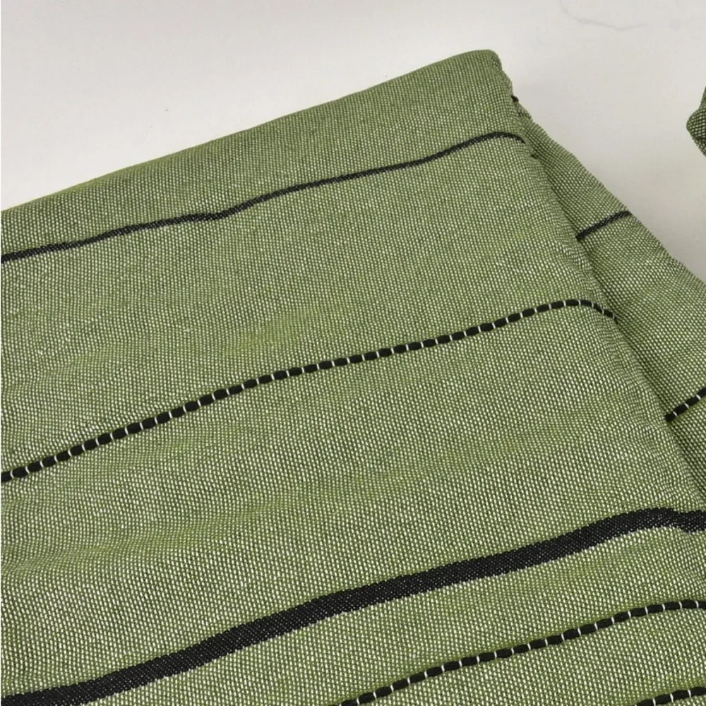 Olive Boho Throw Blanket SXSW 42x72 Eyelash Fringe Soft Organic Weave